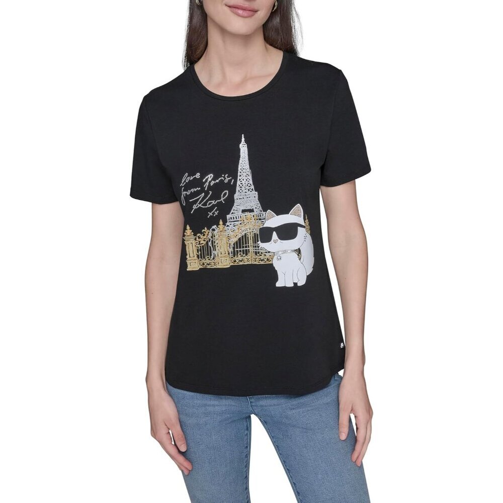 Women's Short Sleeve Cotton Spandex Logo T-Shirt Casual Everyday Wear Large